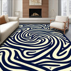 Swirling Ink And Cream Abstract Design Rug