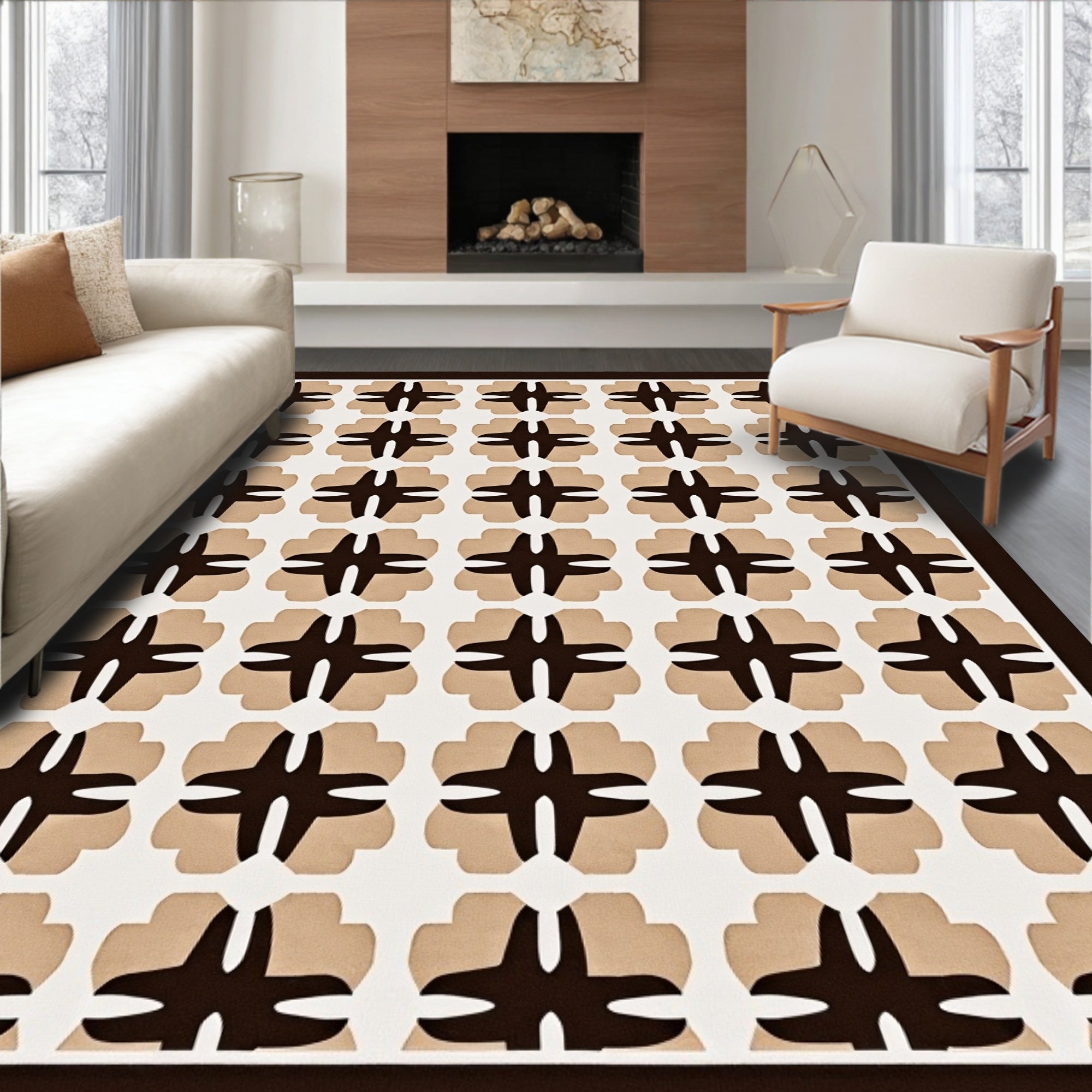 Geometric Flower Blossom Pattern Rug