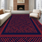 Orange Geometric Maze Pattern Rug
