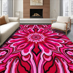 Vivid Pink Floral Kaleidoscope Pattern Rug