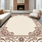 Ornate Floral Scrollwork Decorative Border Rug