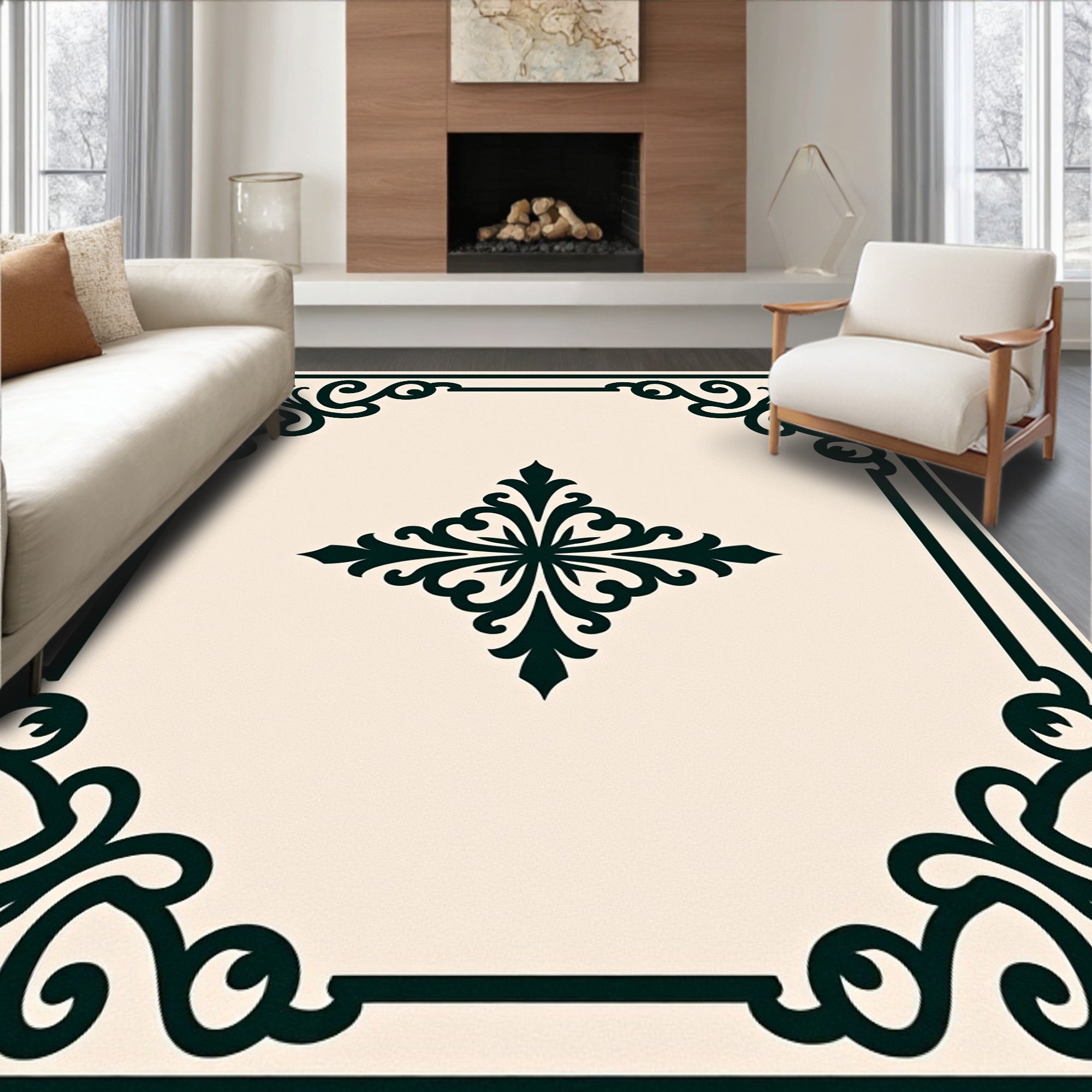 Classic Scrollwork With Center Medallion Rug