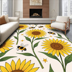 Bright Sunflower Bee Garden Pattern Rug