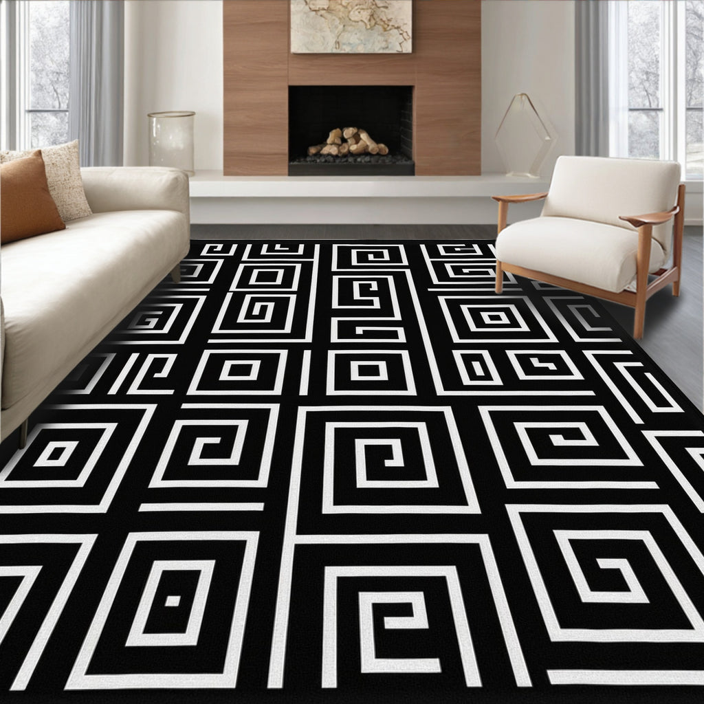 Bold Geometric Spiral Pattern Rug