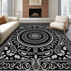 Intricate Floral Mandala Art Rug