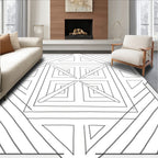 Geometric Square and Diagonal Line Design Rug