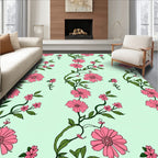 Pink Flower Vine Pattern Rug