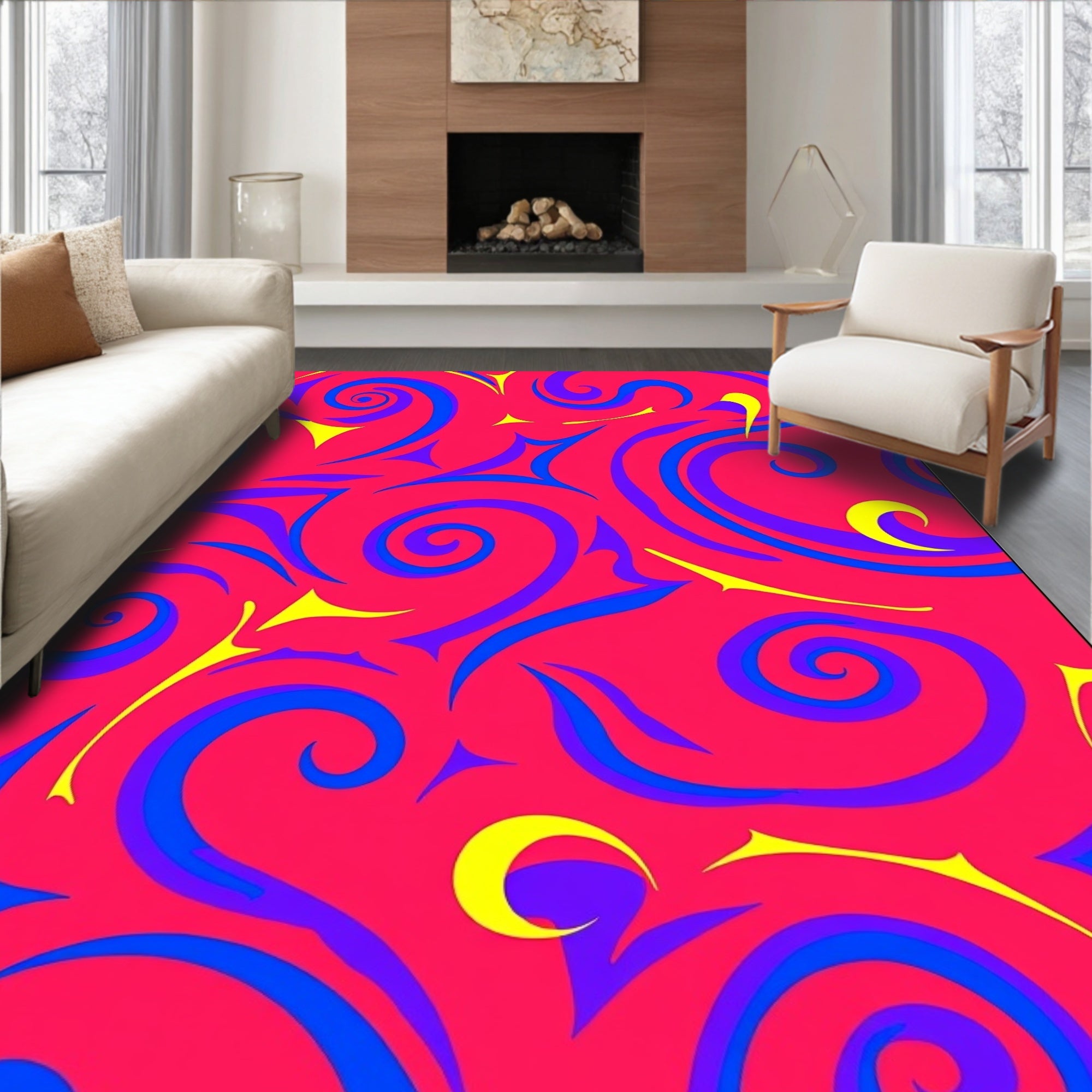 Bold Swirls Sharp Points Pattern Rug