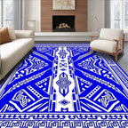 Bold Blue White Geometric Abstract Rug