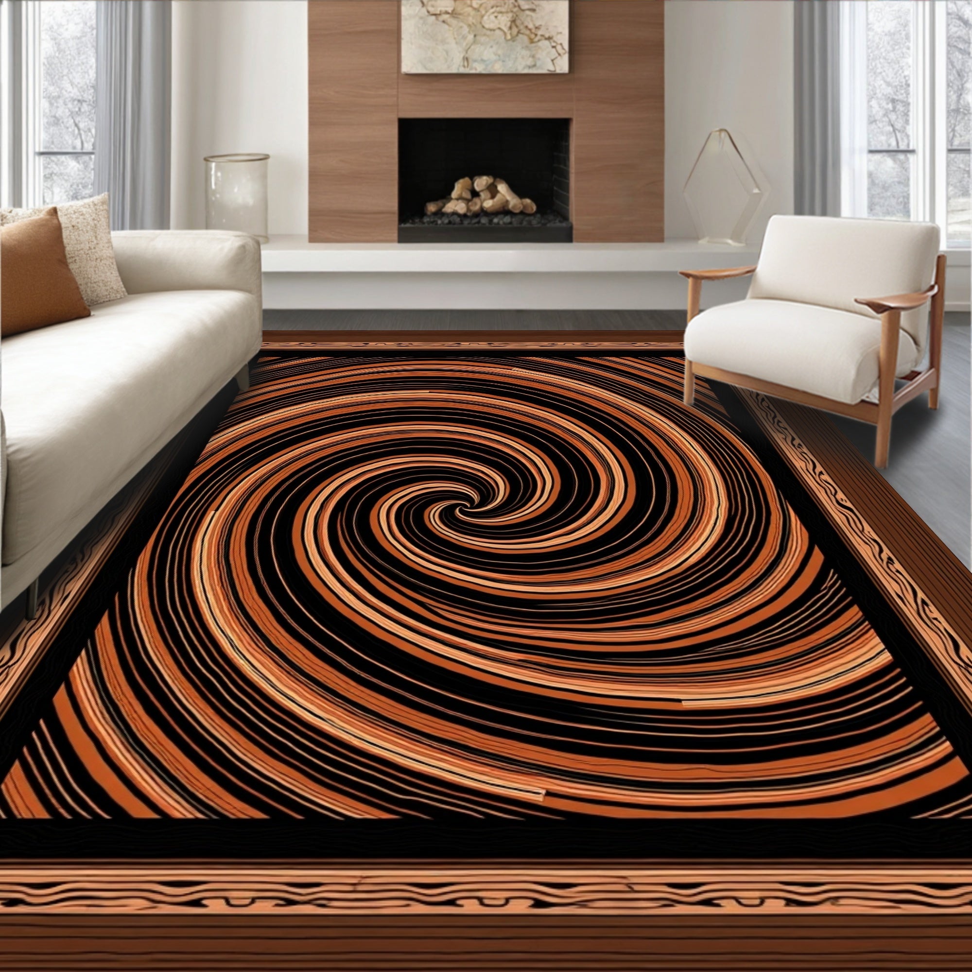 Trippy Swirl Pattern Rug