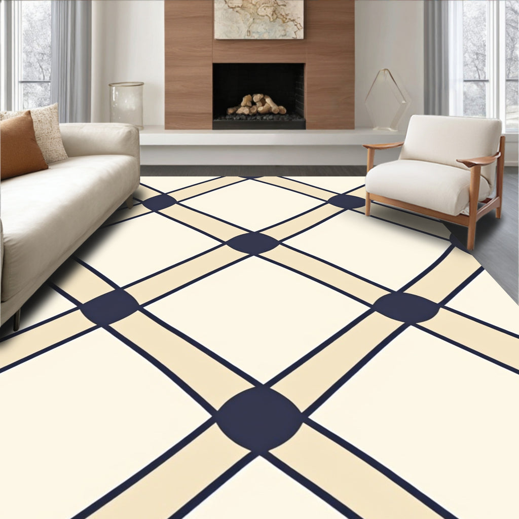 Classic Lattice Geometric Diamond Pattern Rug