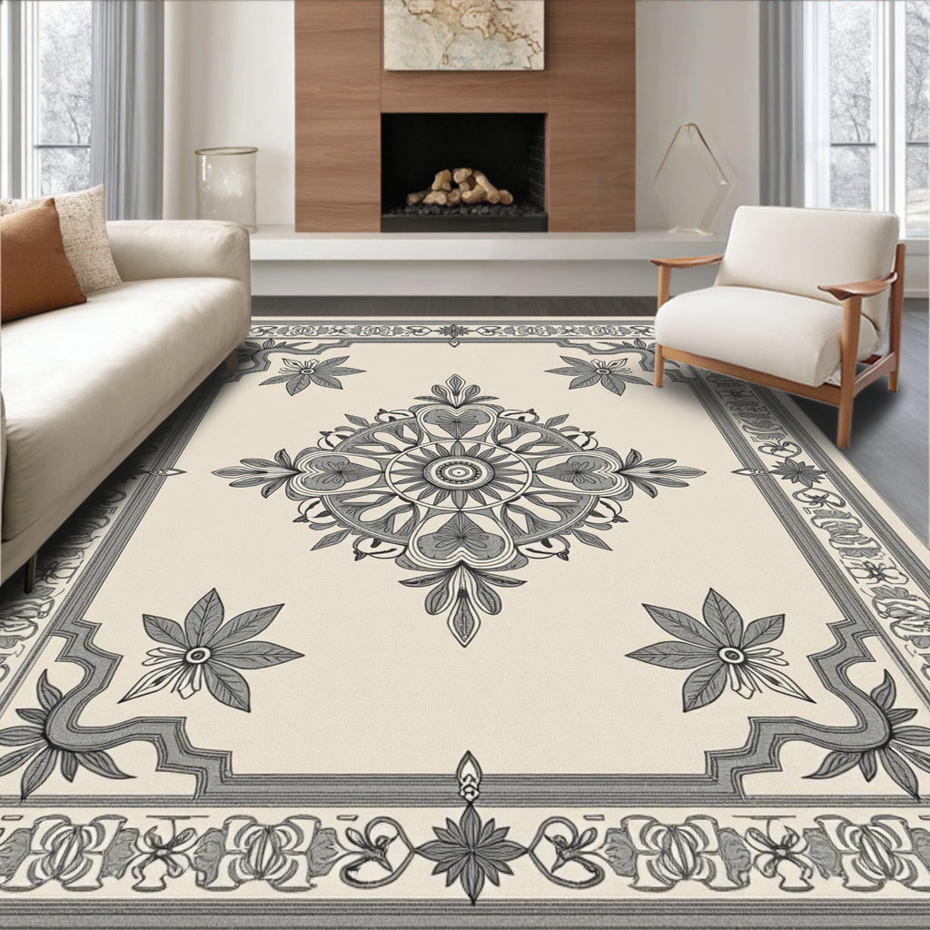 Ornate Floral Medallion Vintage Style Rug