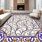 Blue Nature Branch Border Design Rug