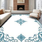 Elegant Blue Floral Scrollwork Design Rug