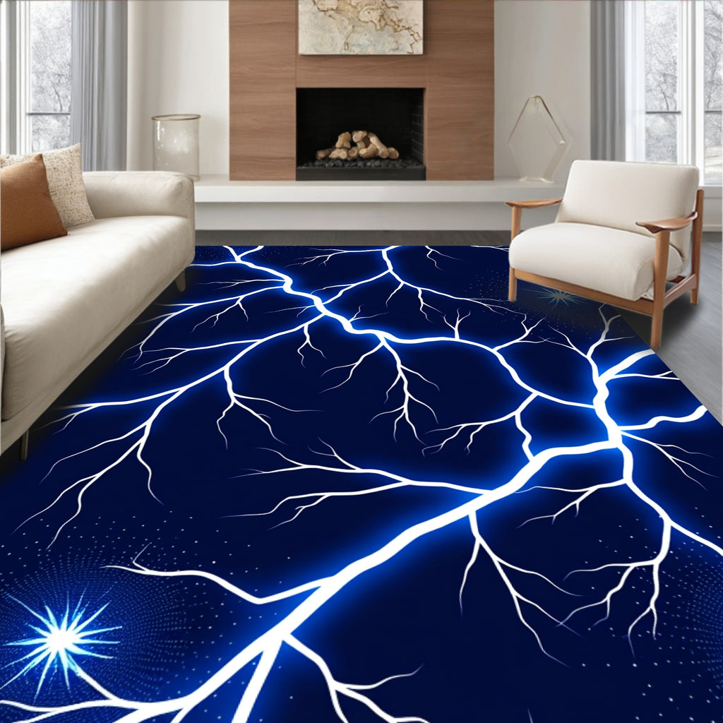 Glowing Lightning Bolt Pattern Rug