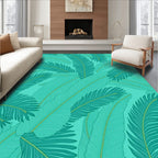 Teal Feather Pattern Delightful Rug