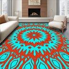 Vibrant Floral Mandala Style Pattern Rug
