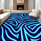 Bold Cyan Stripe Abstract Design Rug