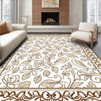 Brown Floral Swirl Patterned Rug