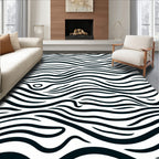 Bold Black Zebra Stripe Pattern Rug