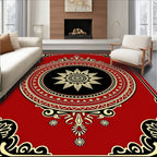 Ornate Red Floral Mandala Pattern Rug