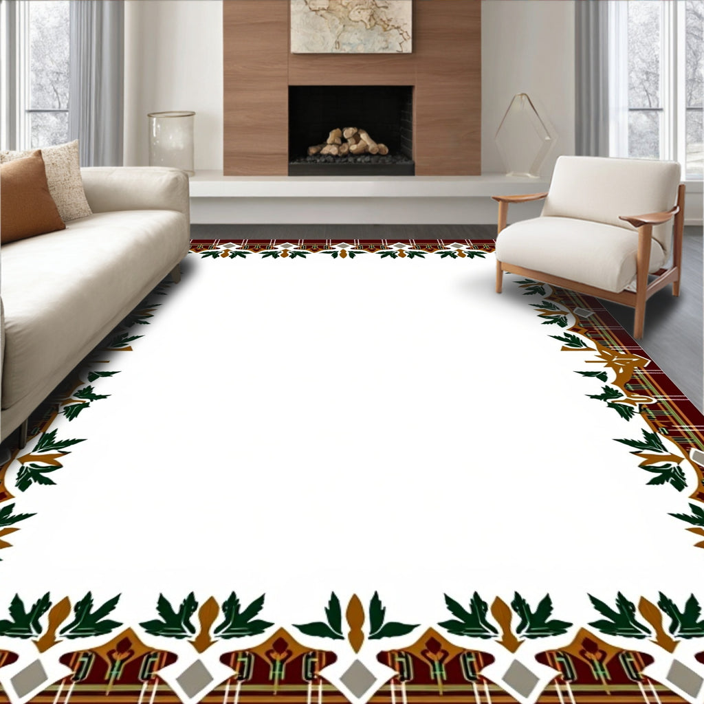Deep Red Plaid Laurel Frame Rug