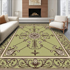 Olive Green Floral Scrollwork Design Rug