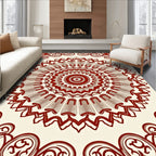Ornate Radial Red Floral Design Rug