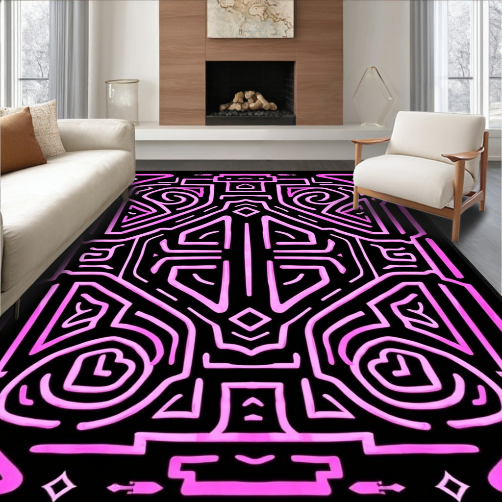Pink Geometric Abstract Art Rug