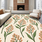 Botanical Branches Pattern with Orange Blossoms Rug