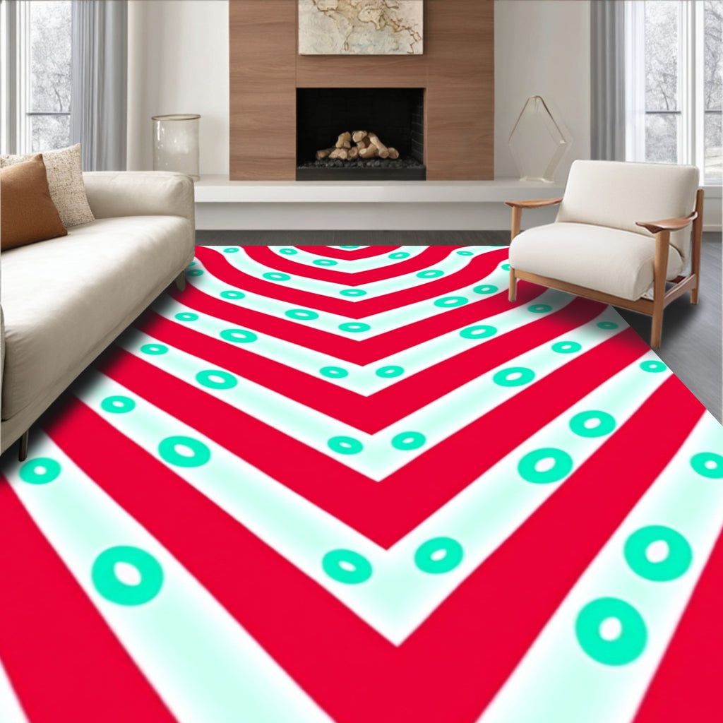 Crimson Mint Oval Stripes Rug