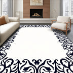 Elegant Floral Scrollwork Border Design Rug
