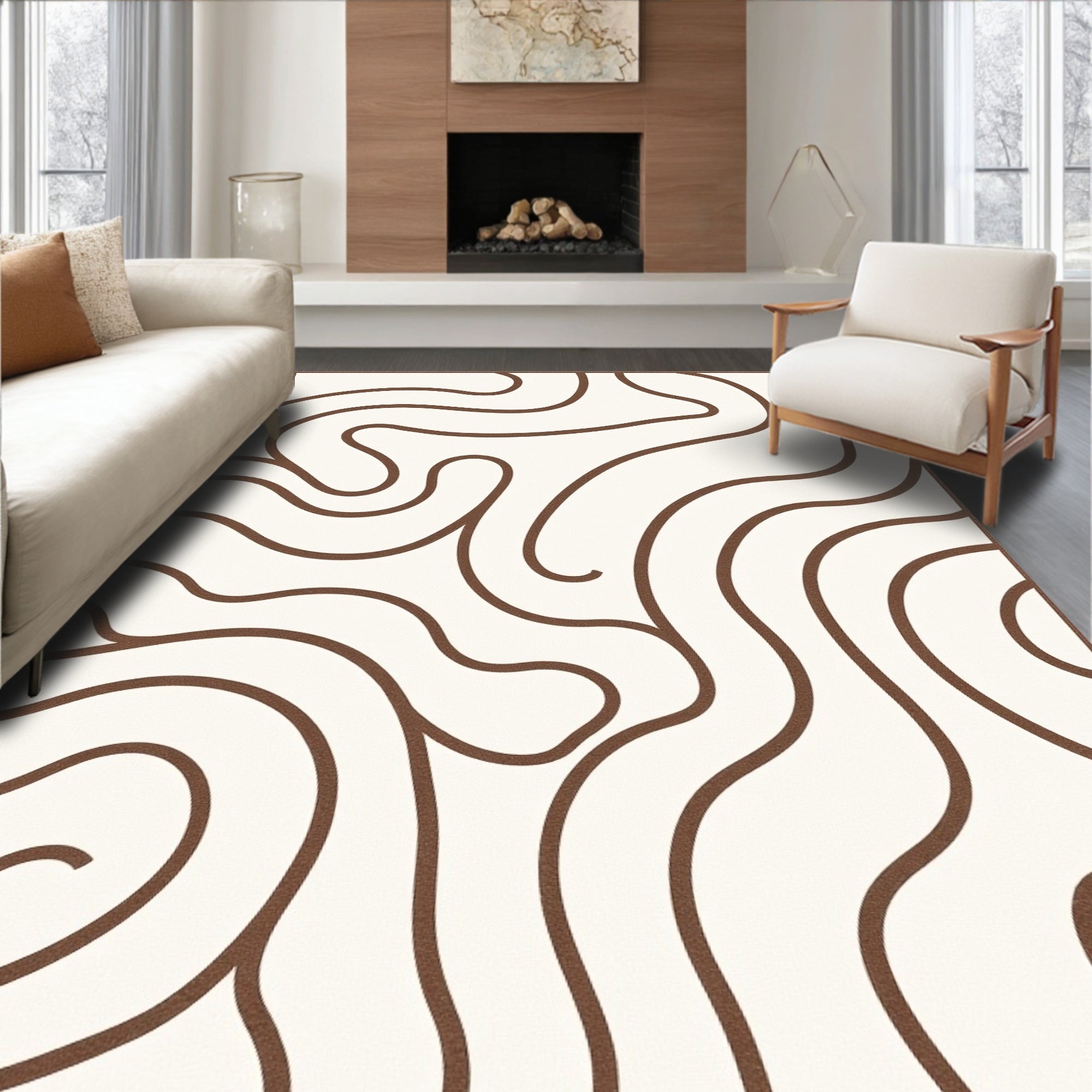 Organic Swirls Brown Cream Rug