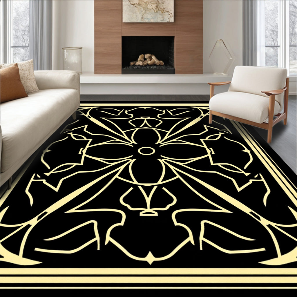 Geometric Art Deco Floral Design Rug