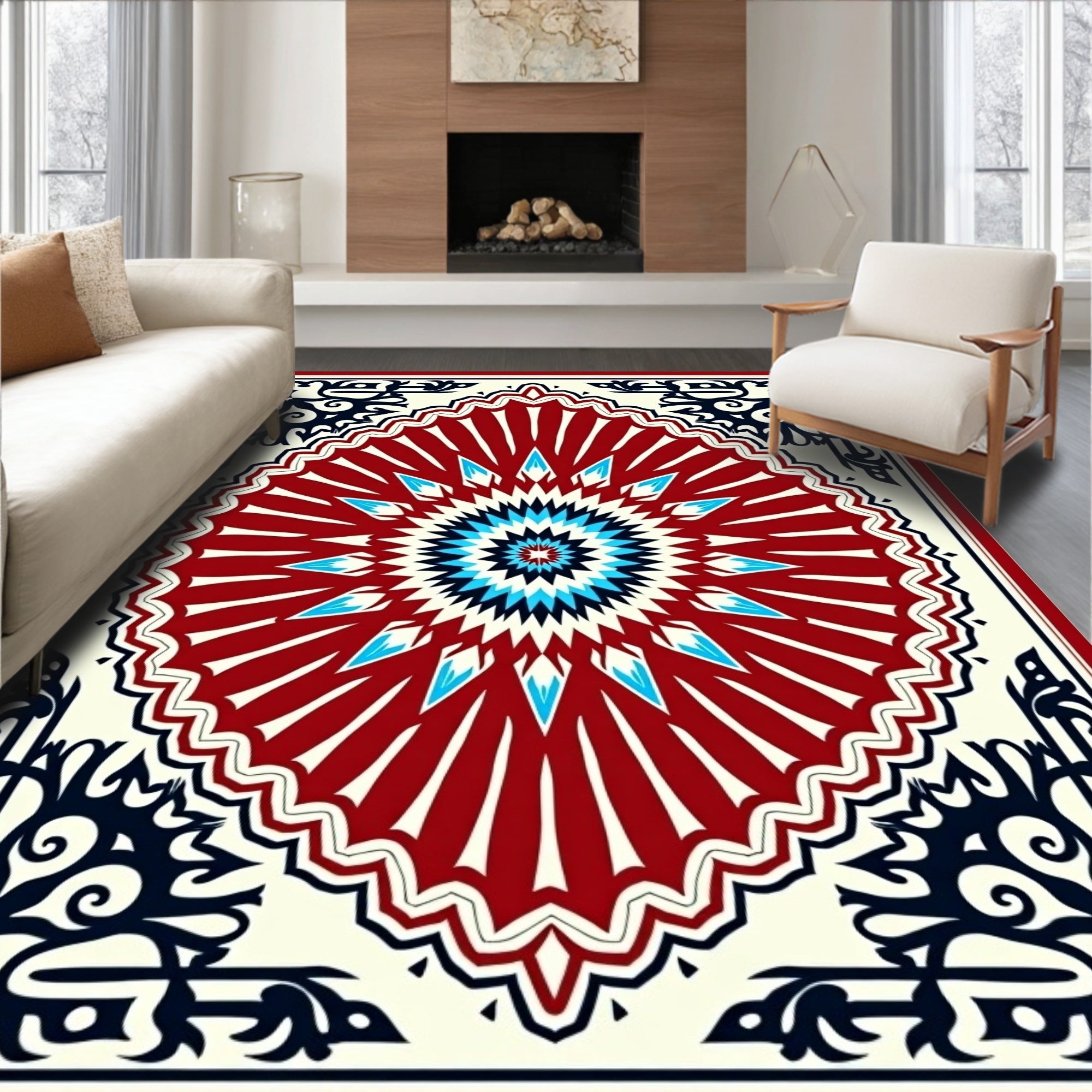 Radiant Starburst Geometric Medallion Design Rug