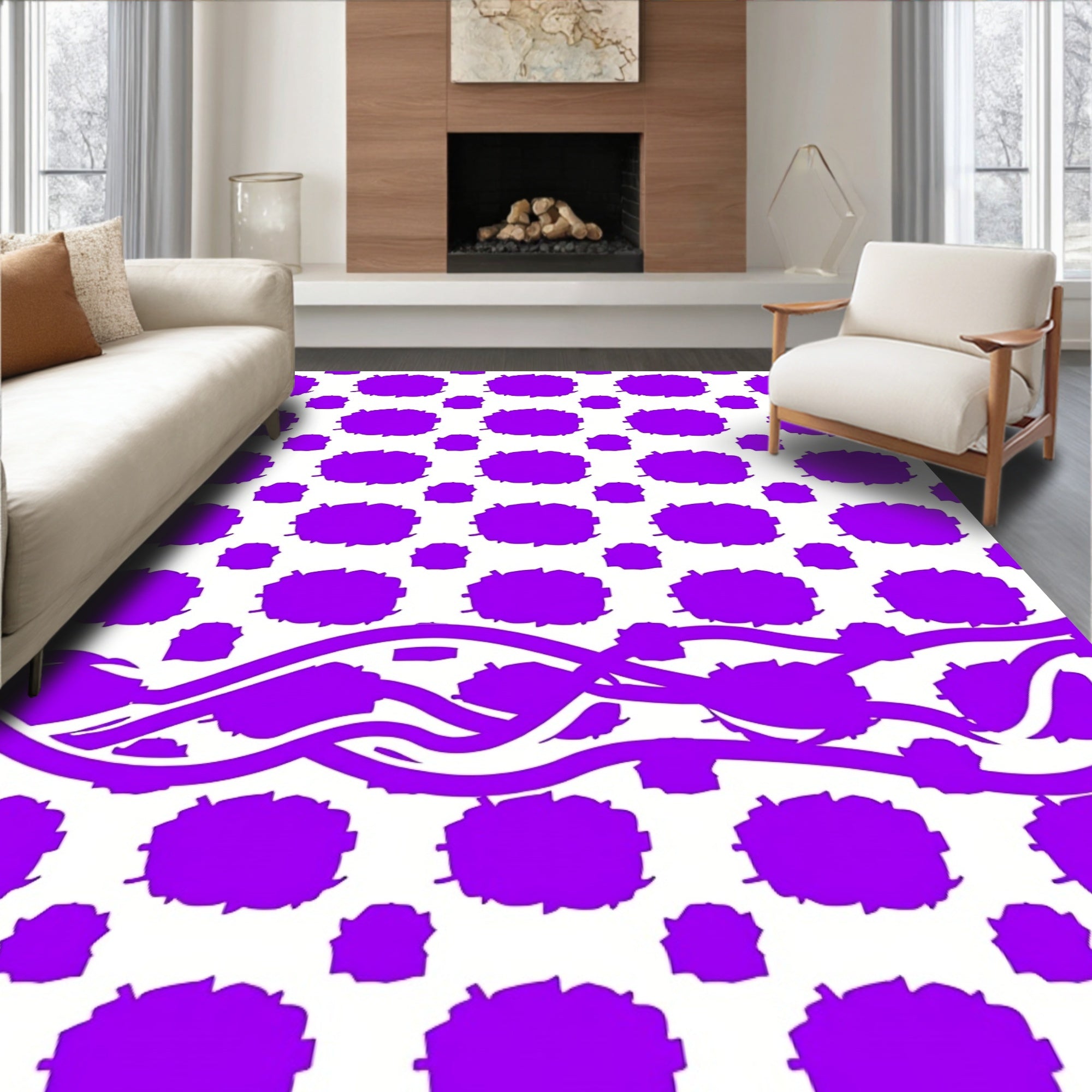 Purple Textured Cloud Pattern Rug
