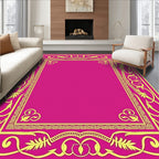 Ornate Yellow Floral Border Design Rug