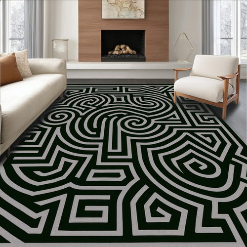 Abstract Maze Geometric Pattern Rug