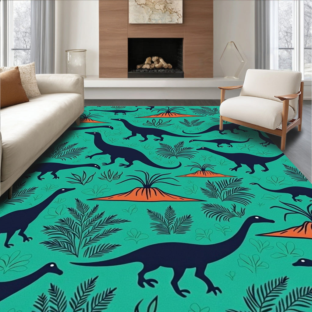 Dinosaur Botanical Pattern Rug