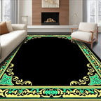Ornate Filigree Swirls Yellow Green Design Rug