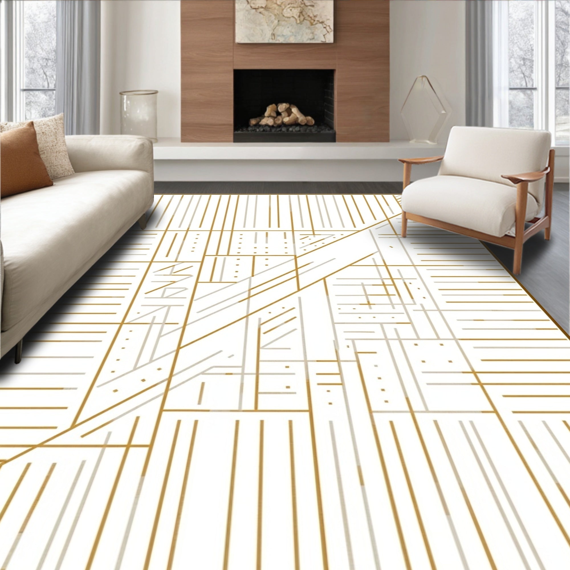 Geometric Lines Abstract Design Rug