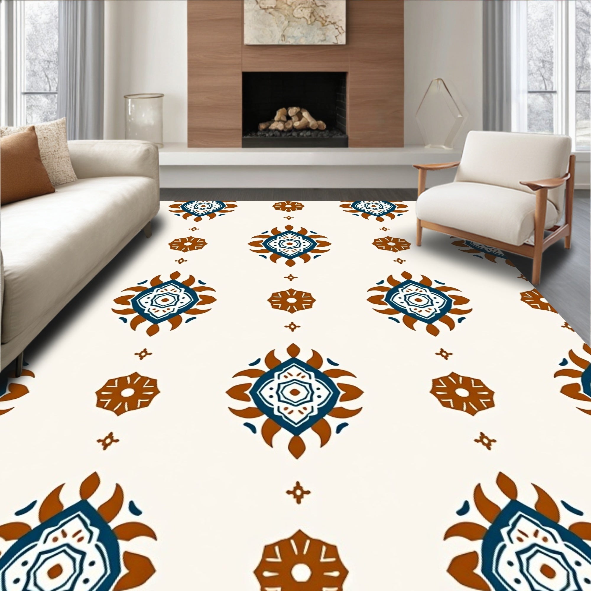 Geometric Medallion Tribal Pattern Rug