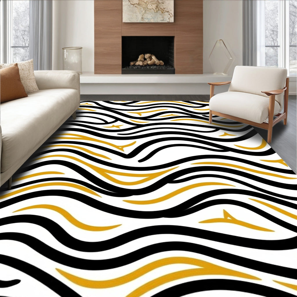 Bold Wavy Stripe Geometric Design Rug