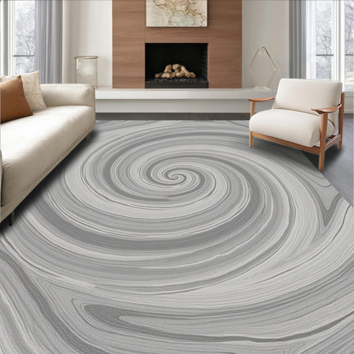 Abstract Grey Swirl Pattern Rug