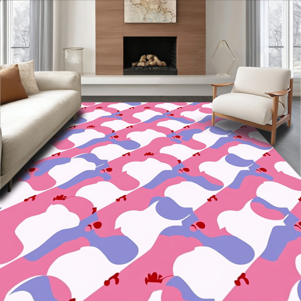 Abstract Pink Blue Organic Pattern Rug
