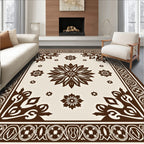 Ornate Floral Geometric Border Rug