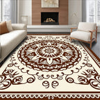 Ornate Coffee Mandala Pattern Rug