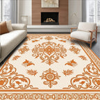 Ornate Floral Scroll Work Pattern Rug