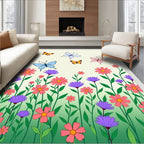 Garden Butterfly Flower Pattern Rug
