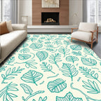Teal Leaf Pattern Delightful Design Rug